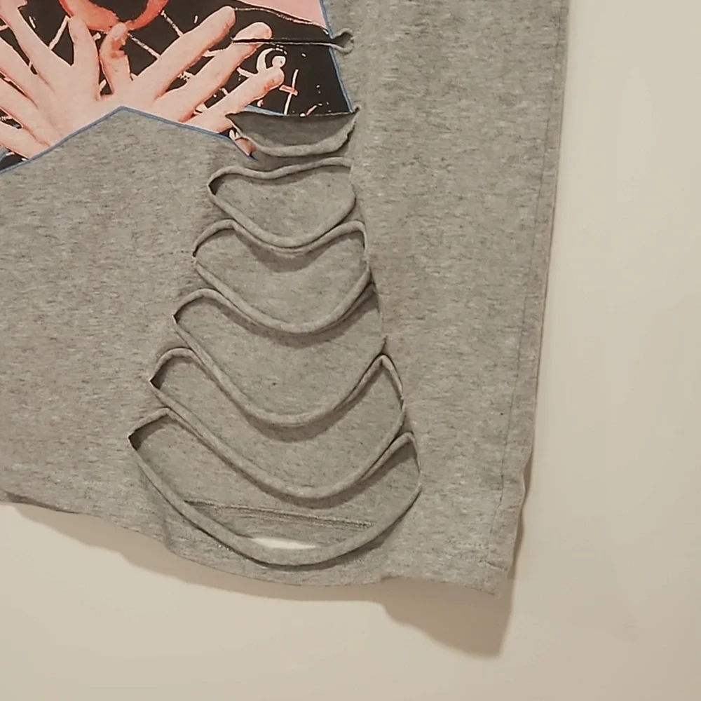 David Bowie distressed gray short sleeve graphic tee Small Ziggy Stardust - Picture 4 of 7